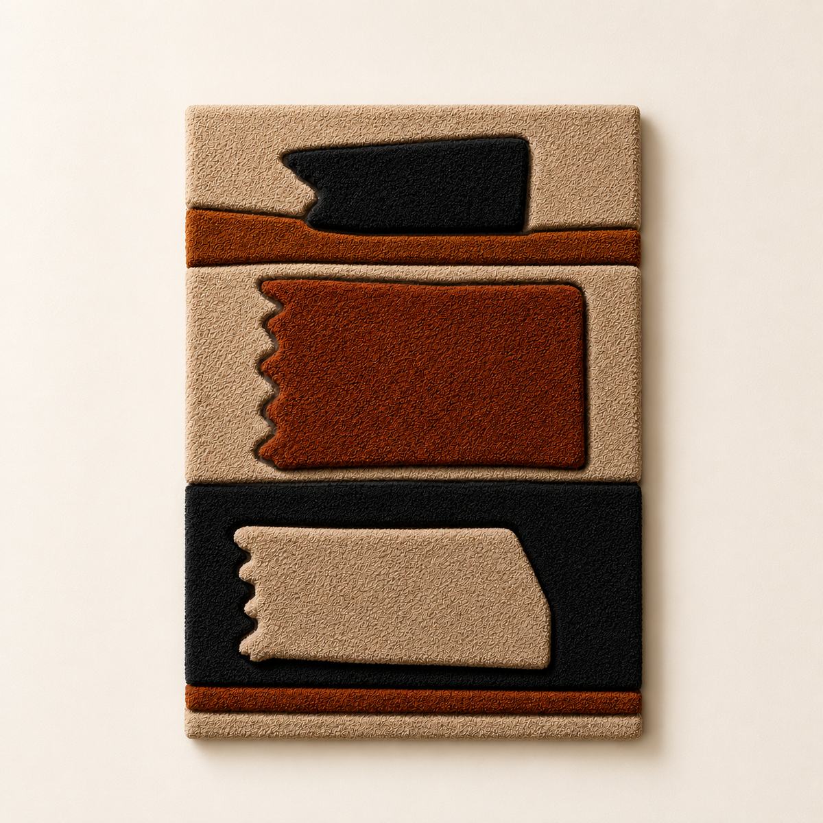 Modernist abstract wall art by Hewn Earth featuring stacked geometric shapes in earthy tones.