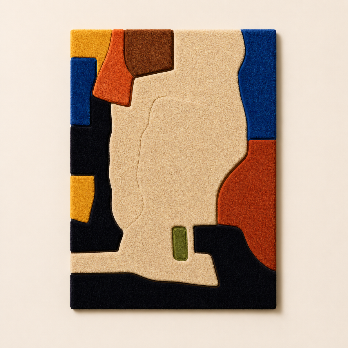 Colorful mid-century abstract wall art by Hewn Earth featuring vibrant geometric shapes and bold colors for modern interior decor.