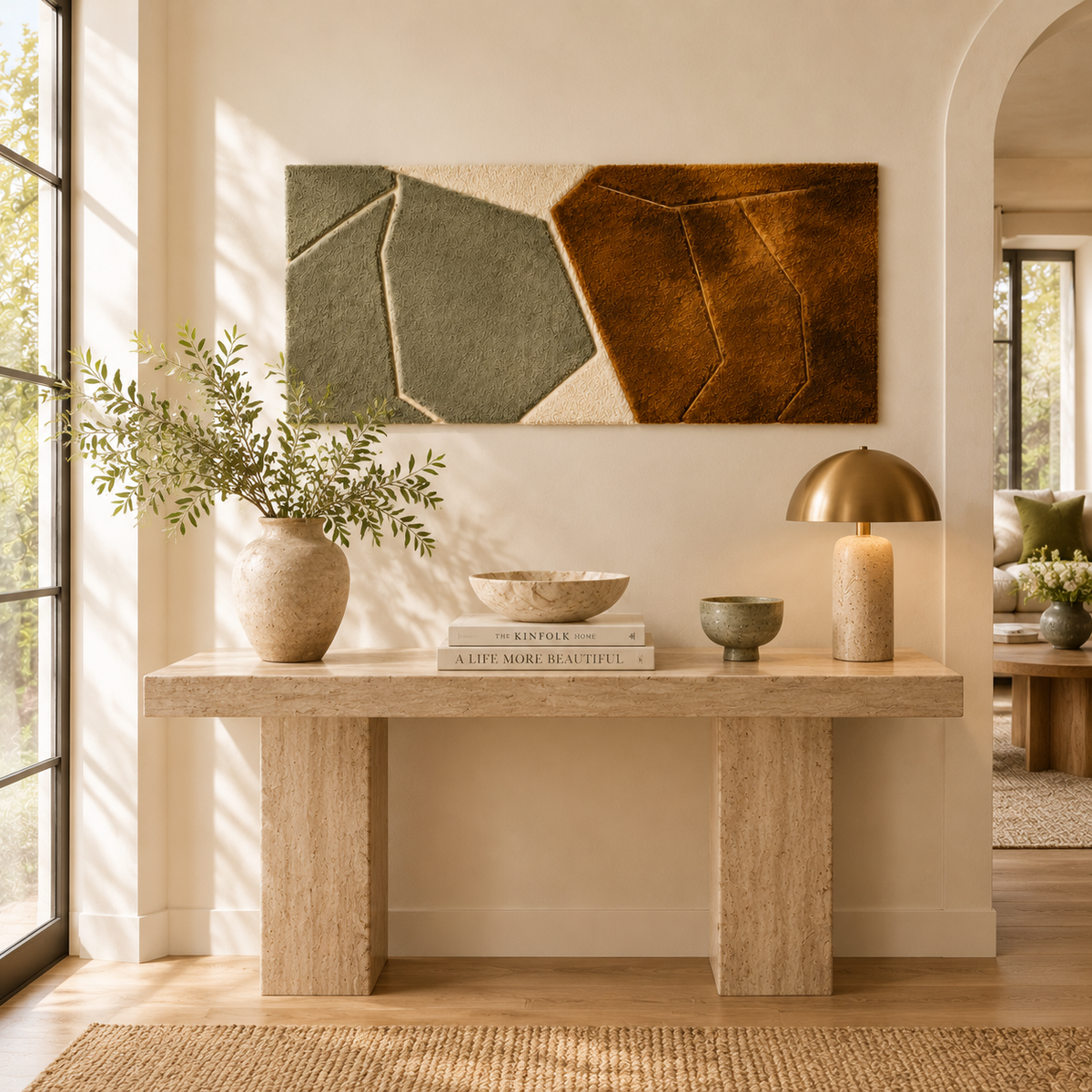 Abstract stone diptych wall art by Hewn Earth featuring textured, natural stone-inspired designs in a modern, artistic display.