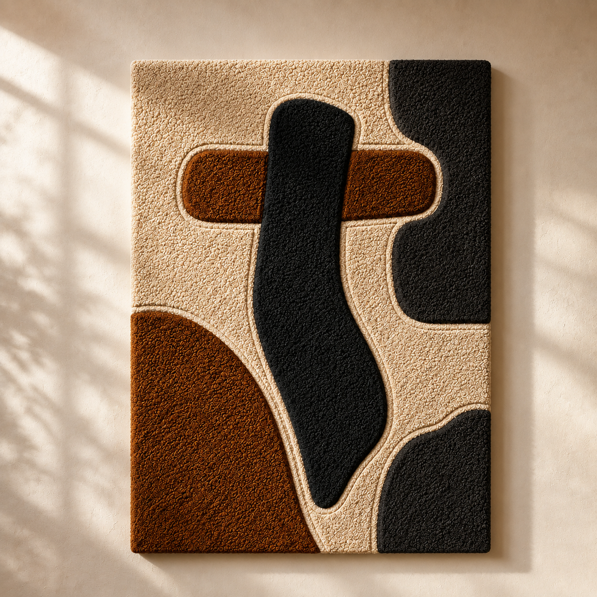 Hewn Earth Miró-style abstract wall art in vibrant colors, featuring bold shapes and playful design on a canvas.