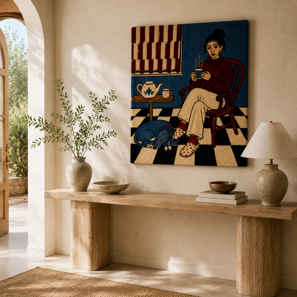 Hewn Earth Morning Ritual wall art, abstract design in soft neutral tones, decorative wall decor for living room or bedroom.