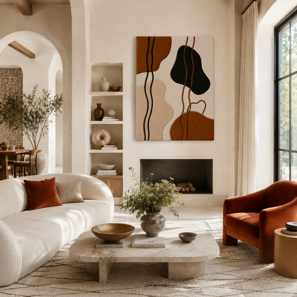 Organic Line Abstract wall art by Hewn Earth featuring flowing, natural shapes in earthy tones for modern home decor.