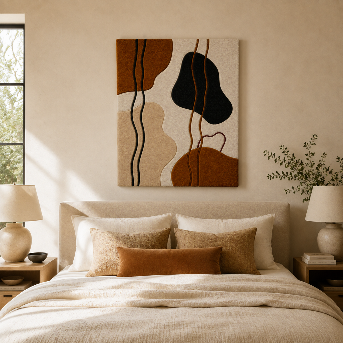 Organic Line Abstract wall art by Hewn Earth featuring flowing, natural shapes in earthy tones, suitable for modern interior decor.