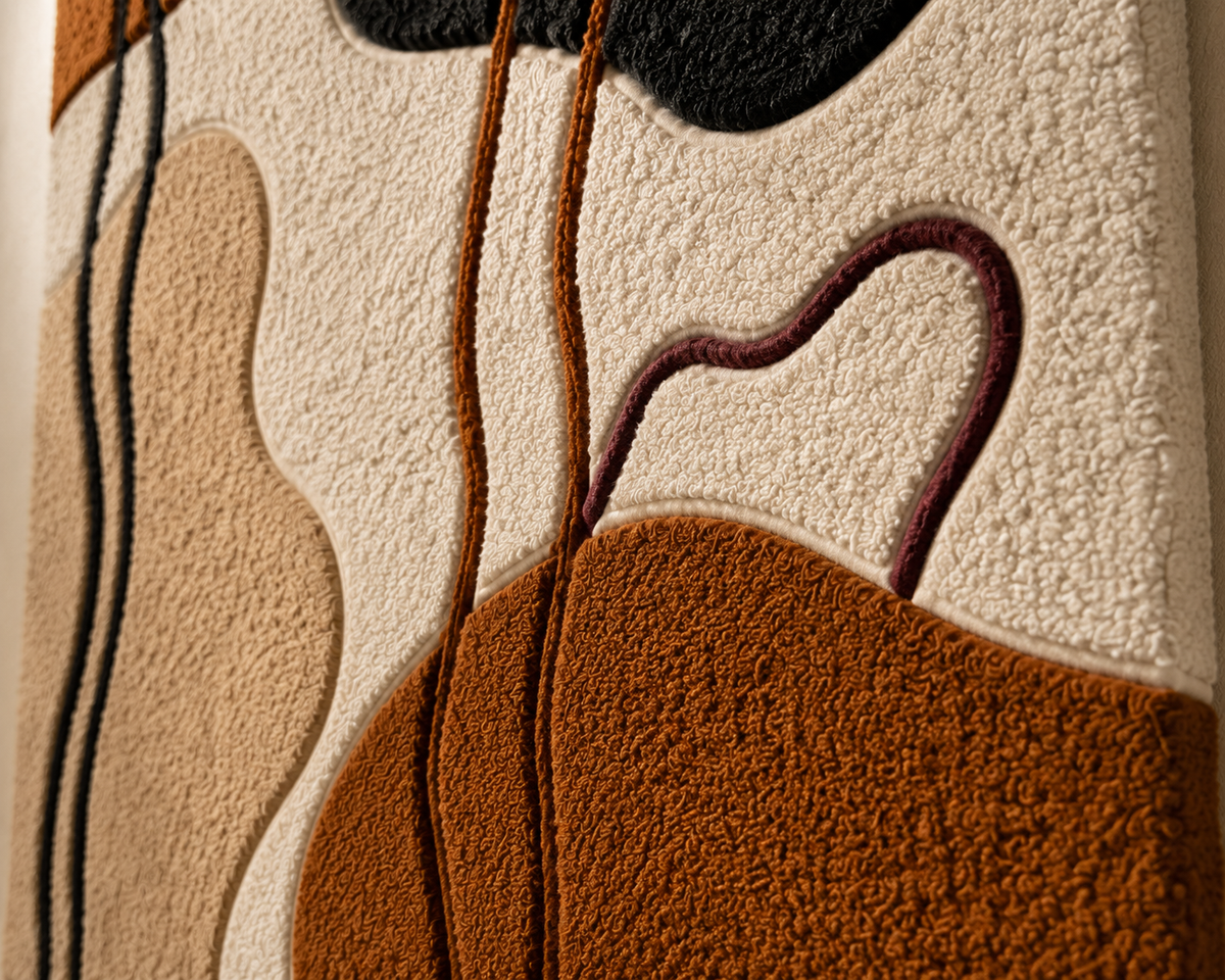 Abstract organic line wall art by Hewn Earth, modern design in earthy tones, suitable for contemporary home decor.