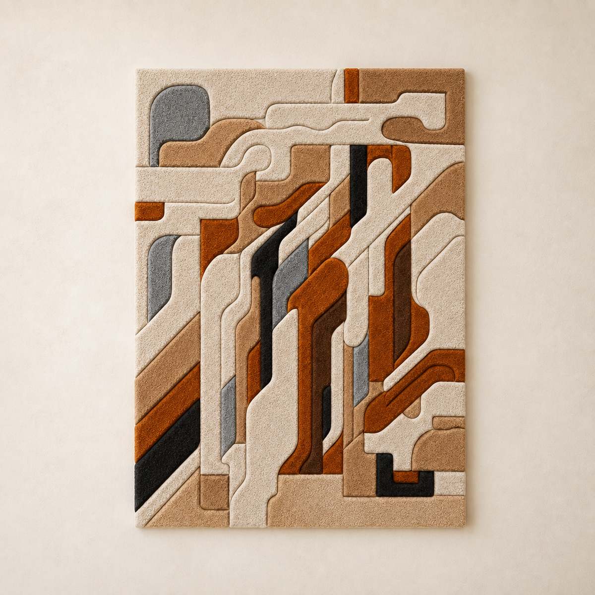 Modernist abstract wall art by Hewn Earth featuring tubular shapes in a contemporary design, suitable for modern interior decor.