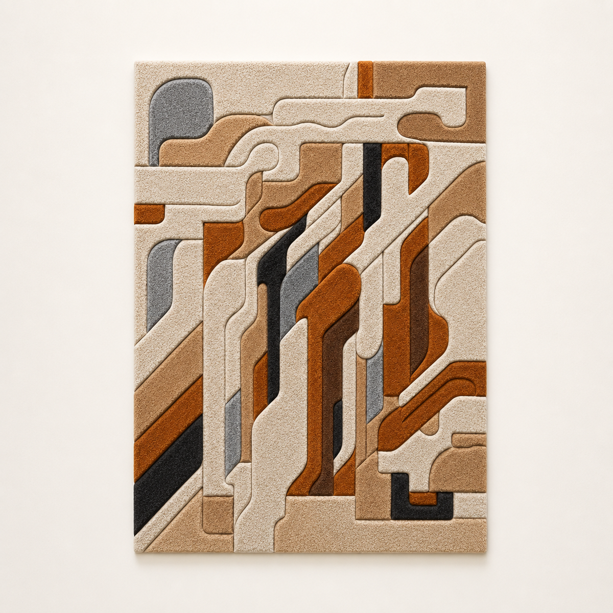 Modernist abstract wall art by Hewn Earth featuring tubular shapes in a contemporary design, suitable for modern interior decor.