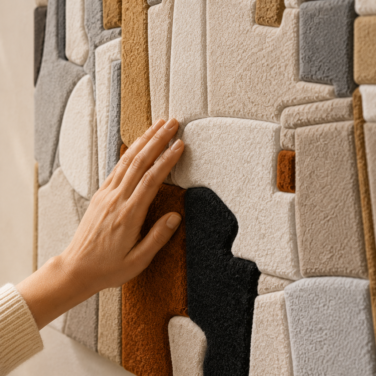 Abstract Cubist wall art by Hewn Earth featuring geometric block designs in neutral tones for modern home decor.