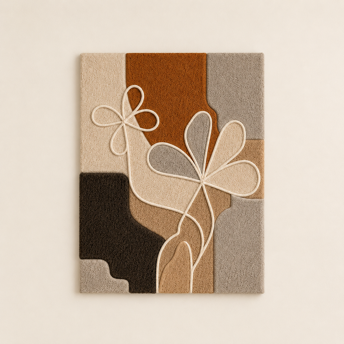 Hewn Earth floral modernist abstract wall art in vibrant colors, featuring bold shapes and artistic floral design.