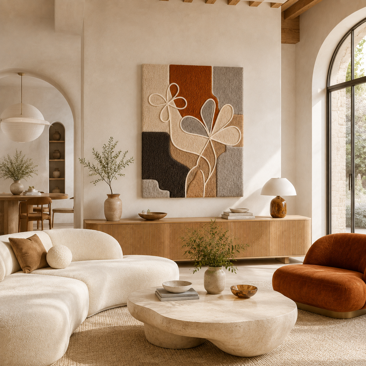 Modernist floral abstract wall art by Hewn Earth featuring vibrant, colorful floral patterns in a contemporary design.