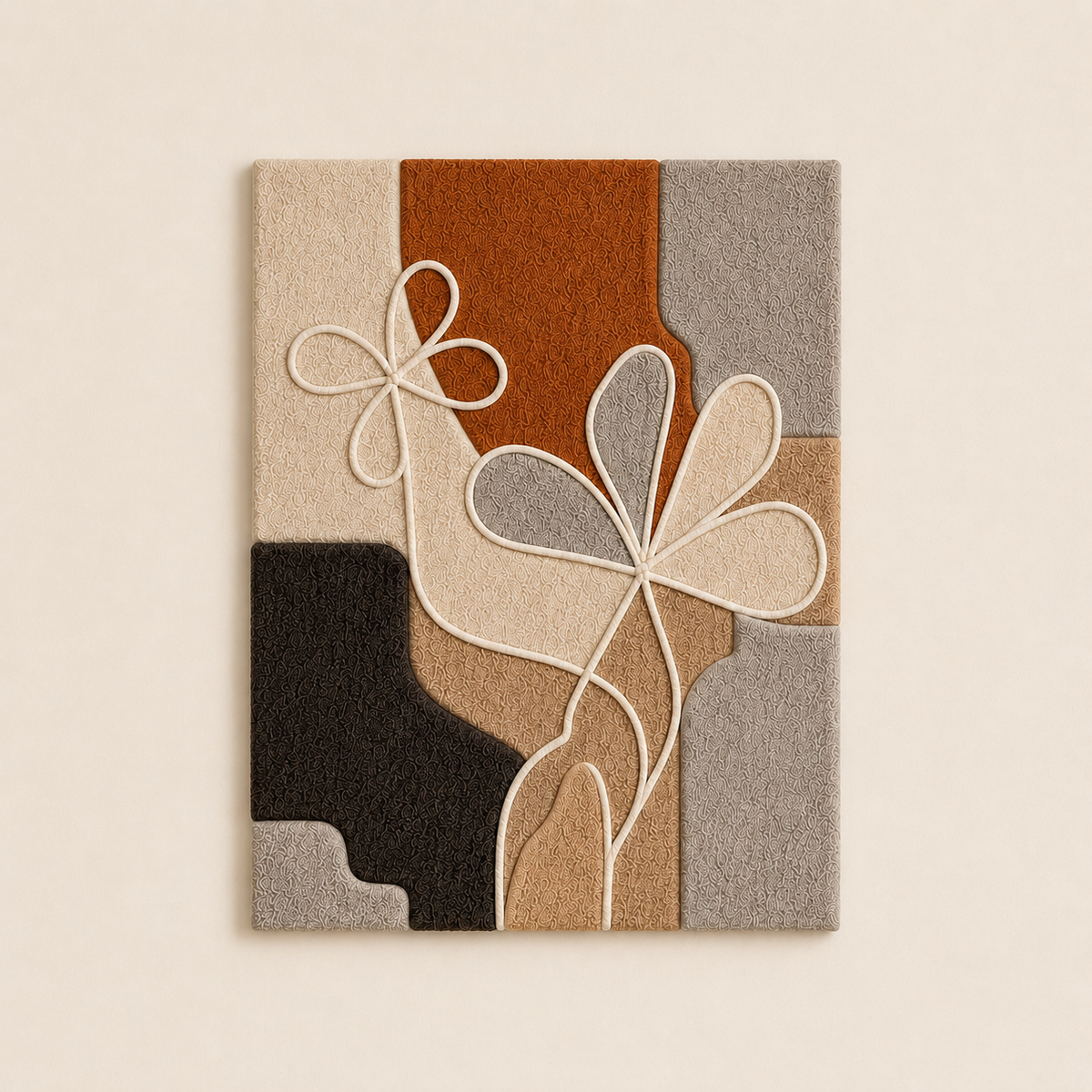 Modernist floral abstract wall art by Hewn Earth featuring vibrant, colorful flower designs on a sleek background.