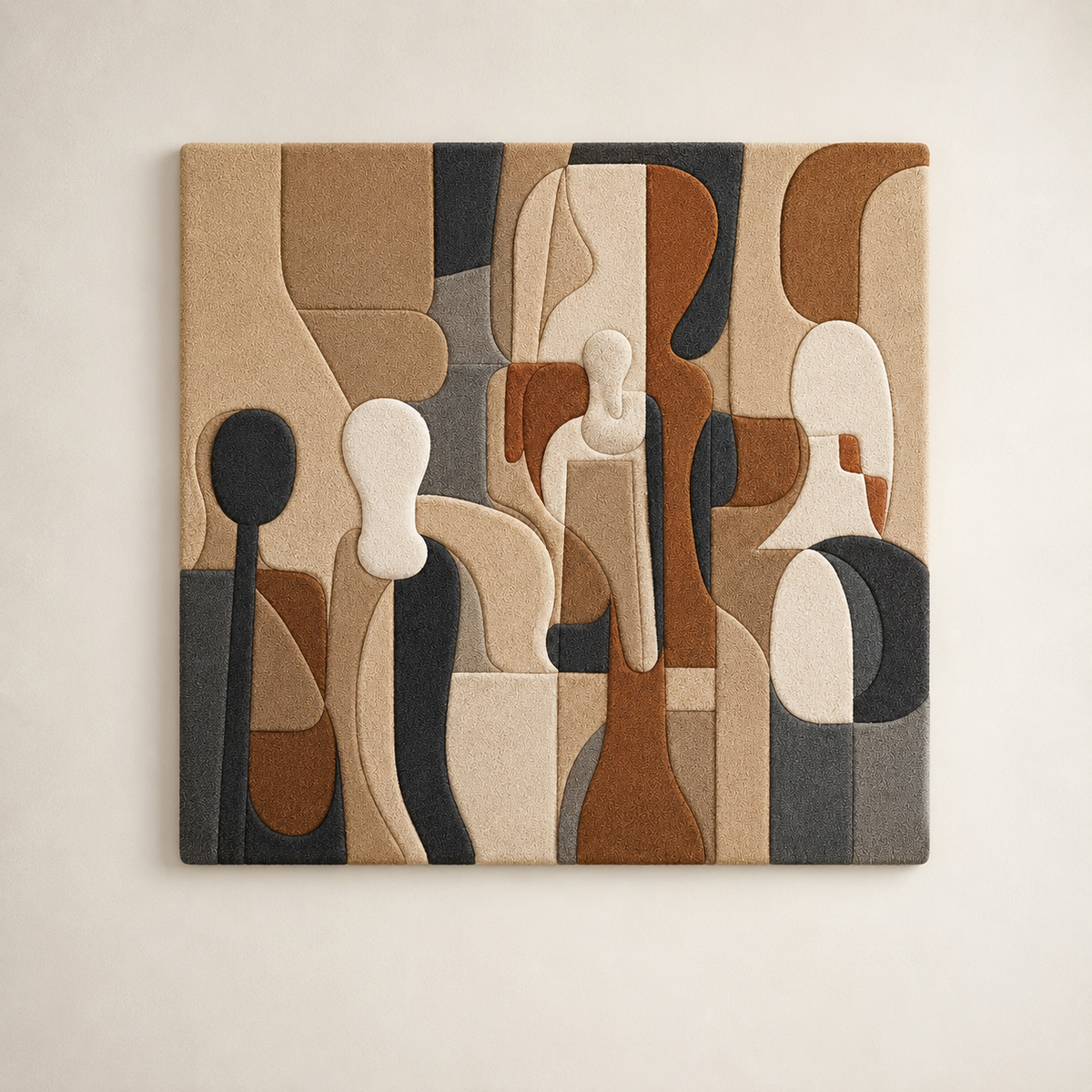 Abstract cubist wall art by Hewn Earth, featuring geometric shapes and bold colors in a modern art style.