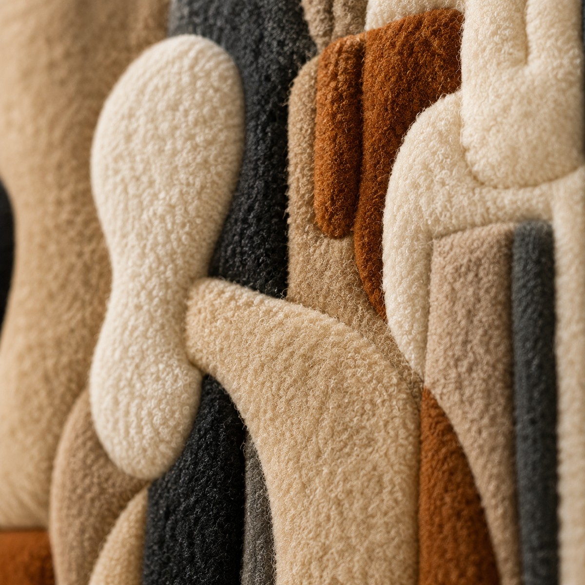 Abstract cubist wall art by Hewn Earth, modern geometric figure in neutral tones, suitable for contemporary home decor.
