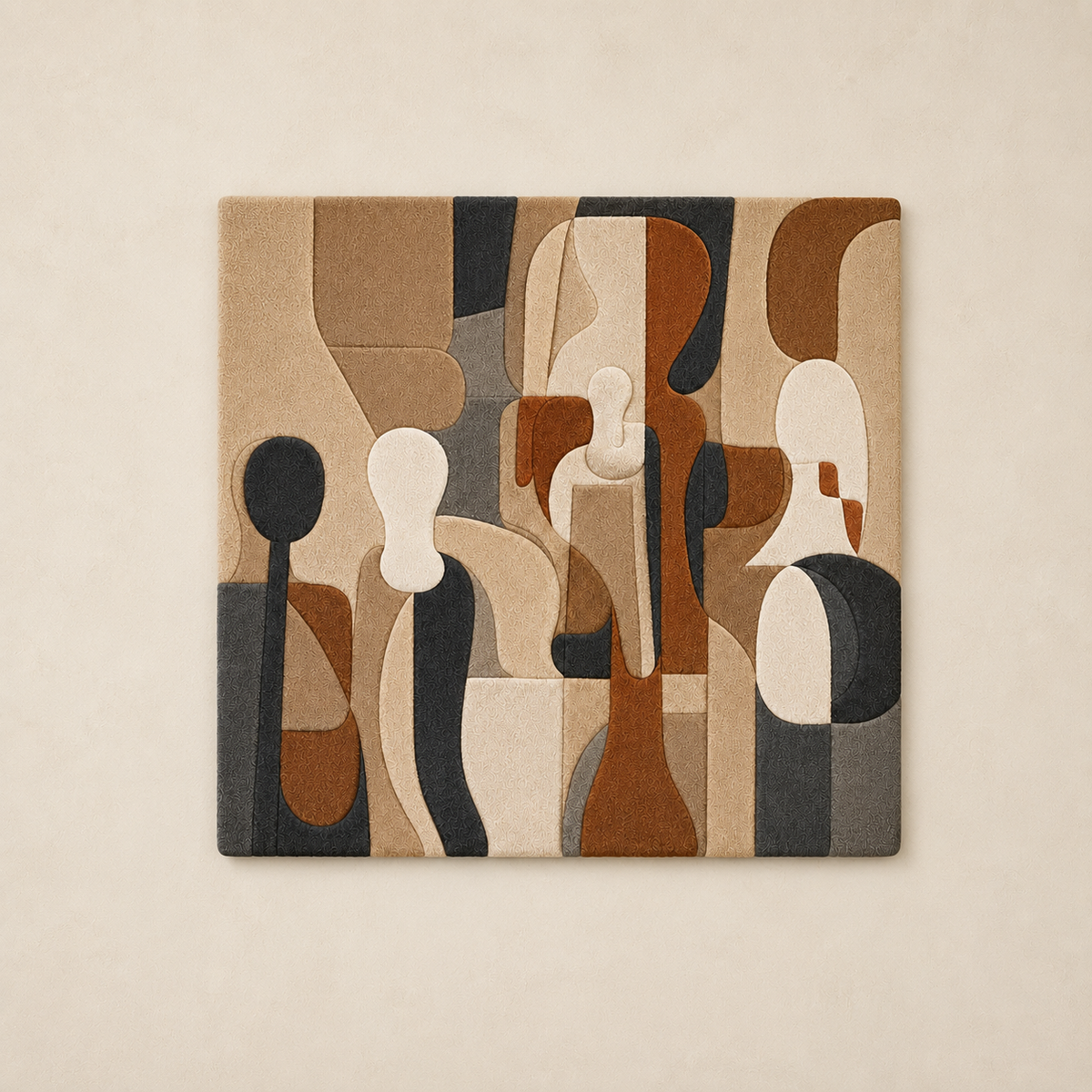 Abstract Cubist wall art by Hewn Earth featuring geometric shapes and earthy tones, suitable for modern interior decor.