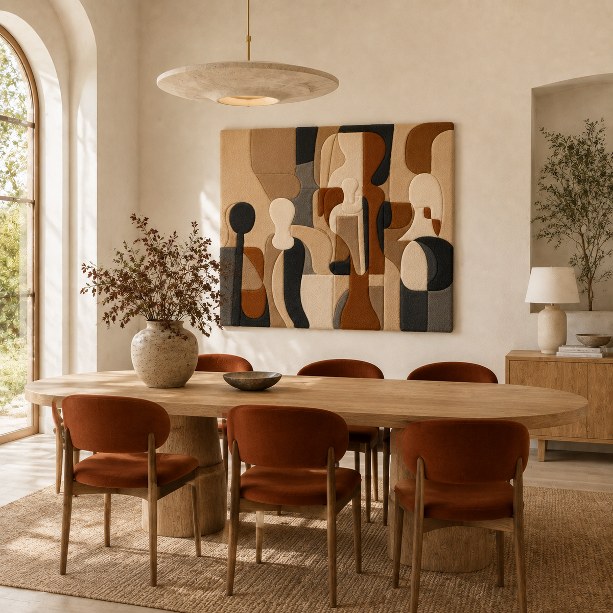 Abstract cubist wall art by Hewn Earth, featuring geometric shapes and earthy tones in a modern design.
