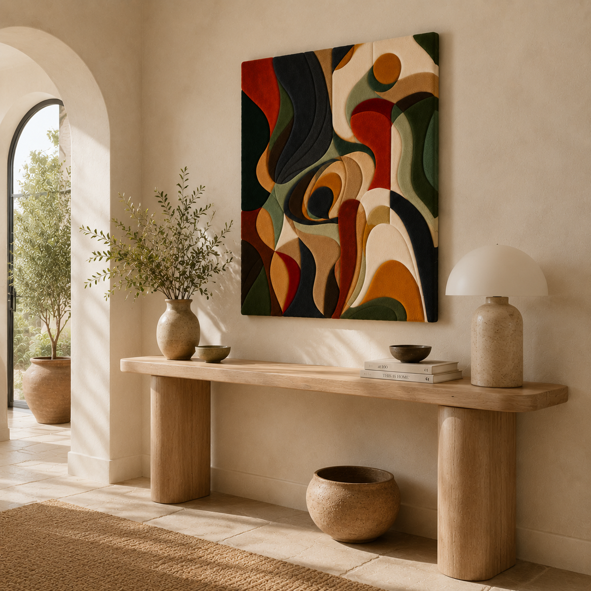 Abstract wall art with swirling patterns in earthy tones, designed by Hewn Earth, titled Expressive Swirl Abstract HE-0110.