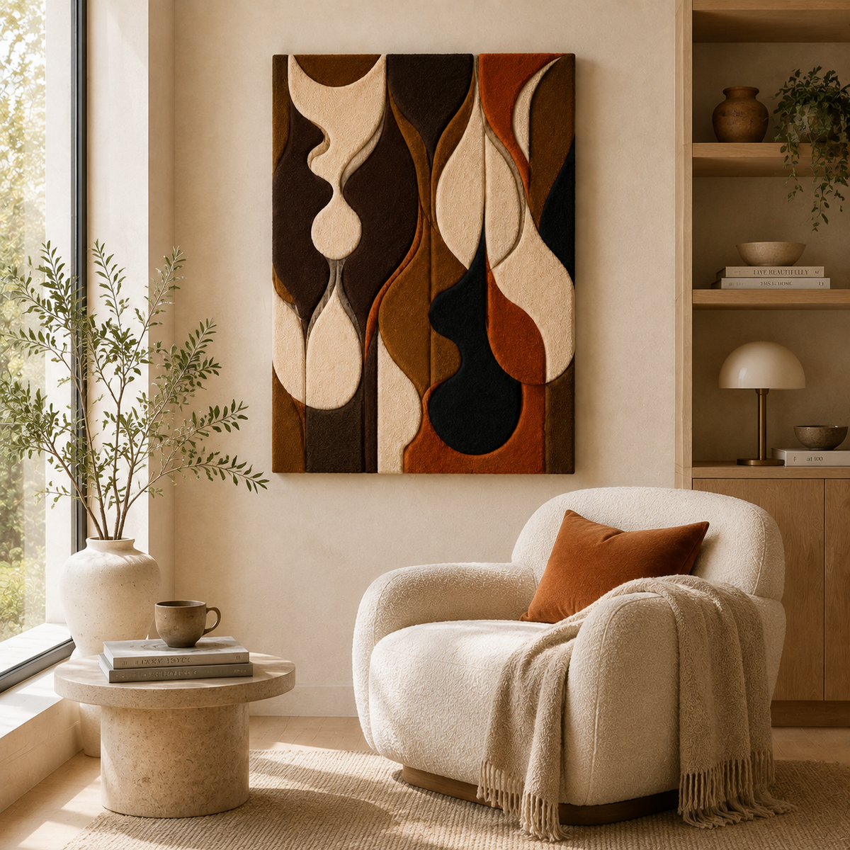 Earthy organic abstract wall art by Hewn Earth, featuring natural tones and textured design suitable for modern home decor.