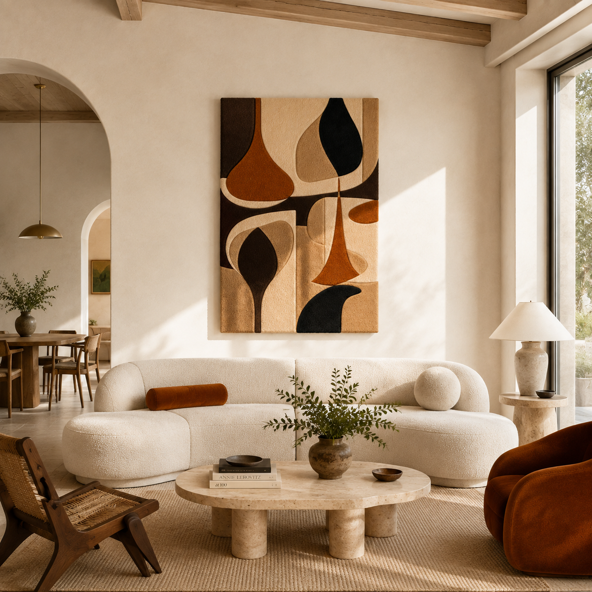Hewn Earth Vessel Silhouette Abstract wall art featuring a modern, minimalist vessel design in neutral tones on a canvas.