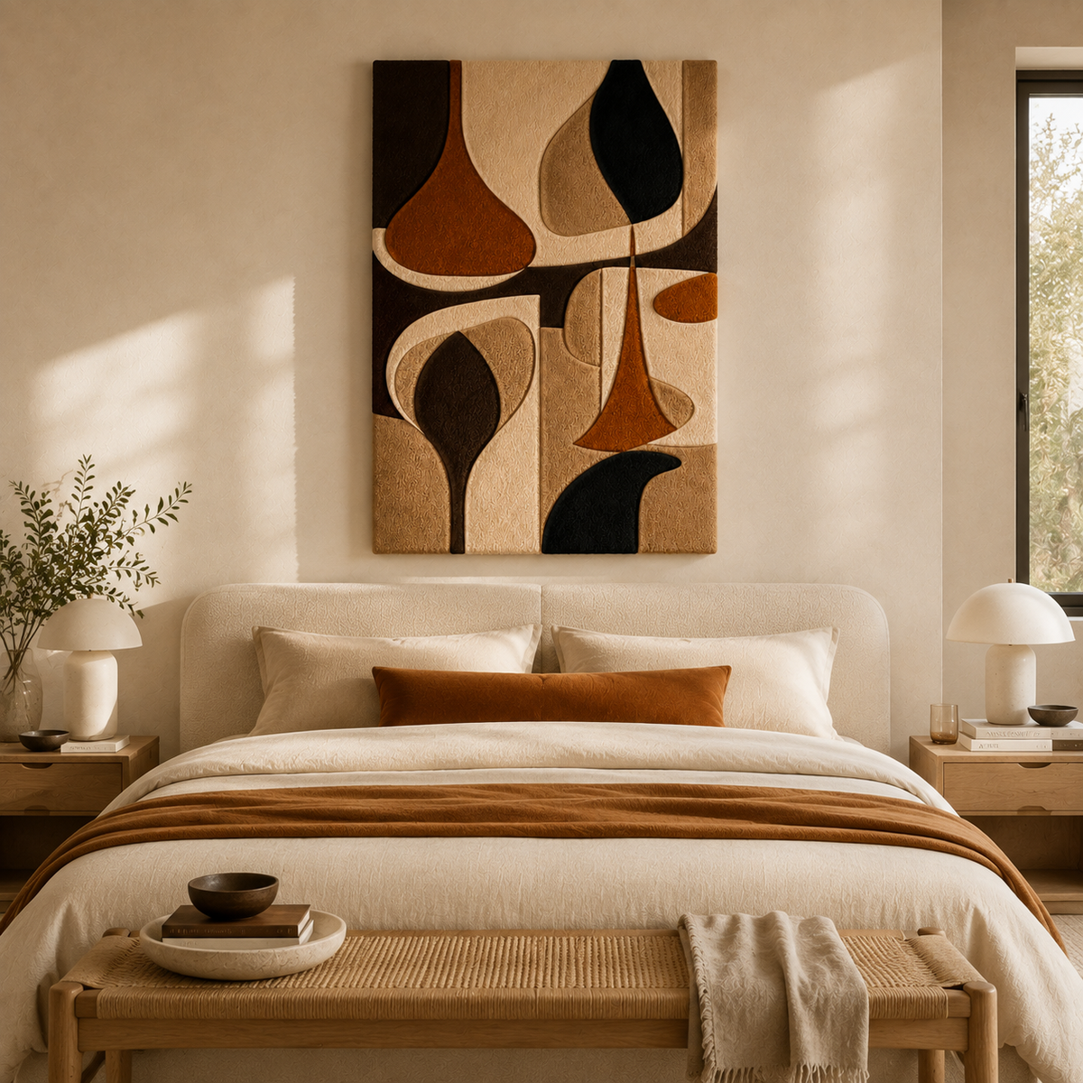 Abstract vessel silhouette wall art by Hewn Earth featuring a modern, minimalist design in neutral tones.