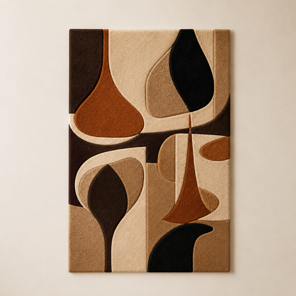 Hewn Earth Vessel Silhouette Abstract wall art with organic vessel shapes in neutral tones, modern decorative wall decor.