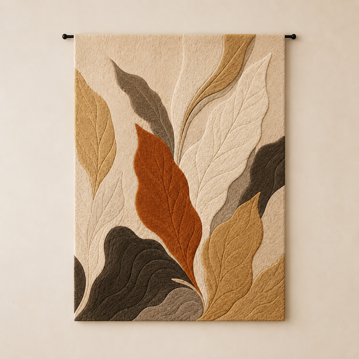 Hewn Earth Botanical Leaves wall art print featuring detailed green plant illustrations on a neutral background.