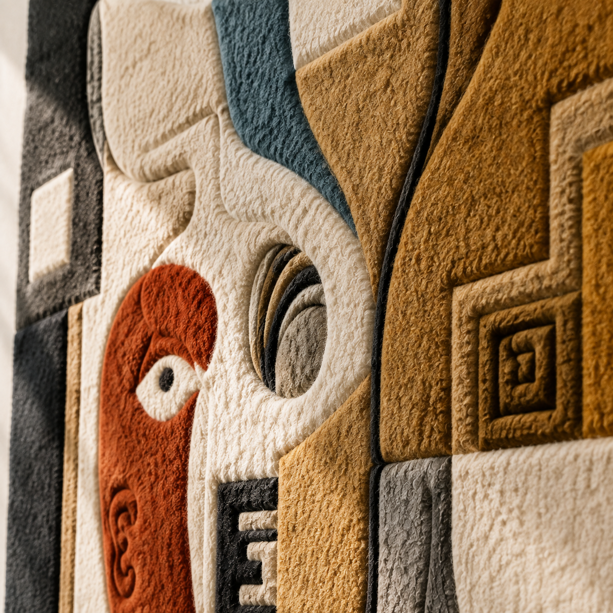 Abstract cubist face wall art by Hewn Earth featuring geometric shapes and neutral tones, suitable for modern home decor.