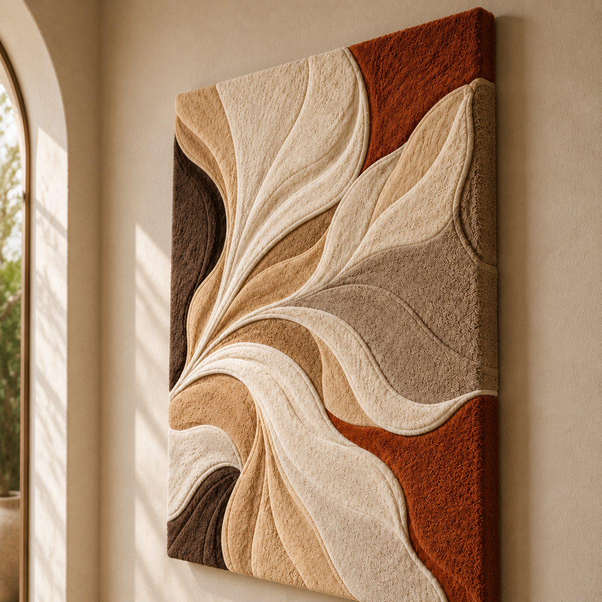 Hewn Earth Swirling Leaves Abstract wall art featuring vibrant leaf patterns and flowing design on a durable canvas.