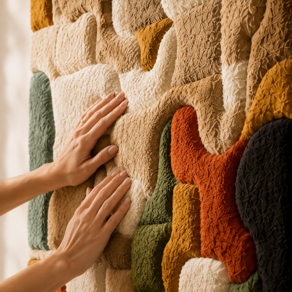 Abstract organic wall art puzzle design by Hewn Earth, showcasing intricate geometric patterns in earthy tones for modern interior decor.