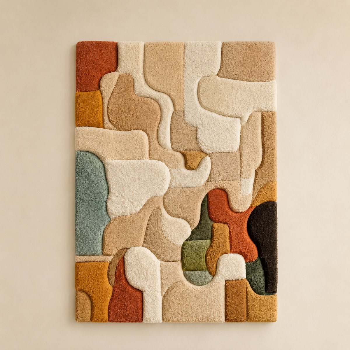Hewn Earth Puzzle Organic Abstract wall art in vibrant colors, featuring a modern, abstract design on a canvas.
