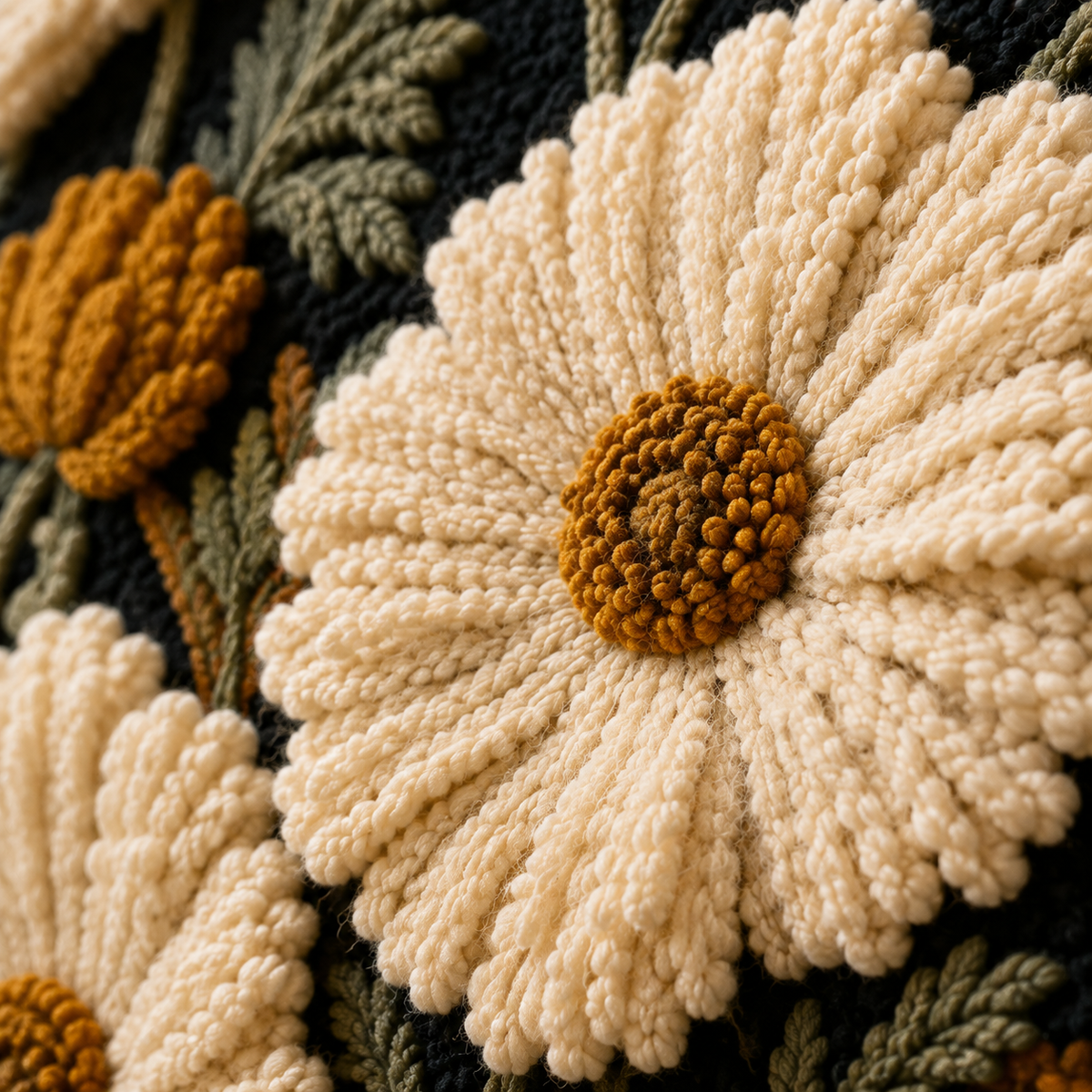 Cream cosmos wall art by Hewn Earth featuring a black background, showcasing detailed floral design in a natural, artistic style.