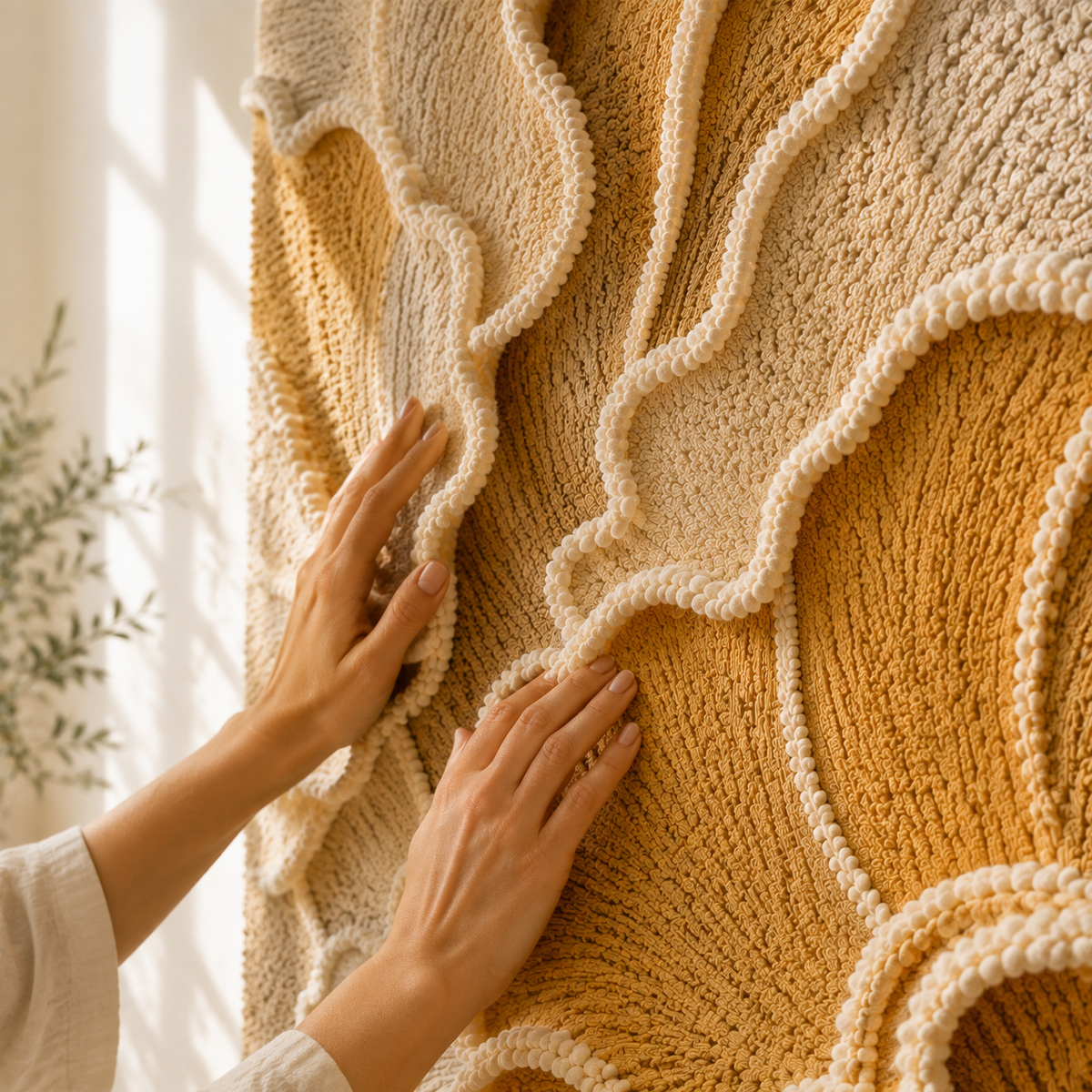 Cream Ginkgo wall art by Hewn Earth featuring a detailed ginkgo leaf design on a cream-colored background.