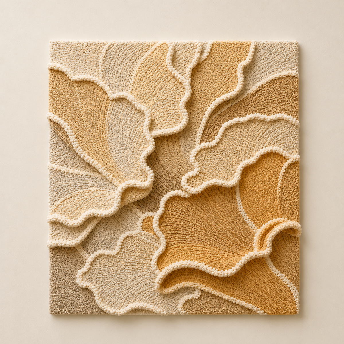 Cream Ginkgo wall art by Hewn Earth featuring a detailed ginkgo leaf design in soft cream tones.