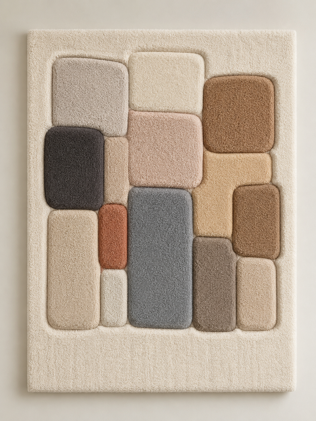 Neutral color block grid wall art by Hewn Earth featuring geometric design in soft tones on a plain background.