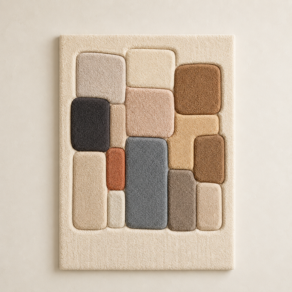 Neutral color block grid wall art by Hewn Earth featuring geometric design on canvas or framed print.