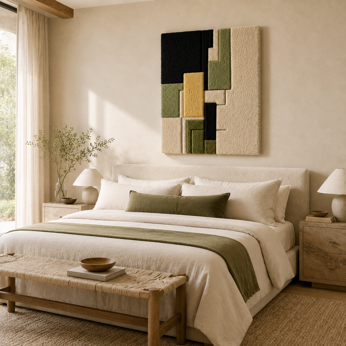 Hewn Earth Meadow Blocks wall art featuring layered, textured natural wood in earthy tones for modern home decor.