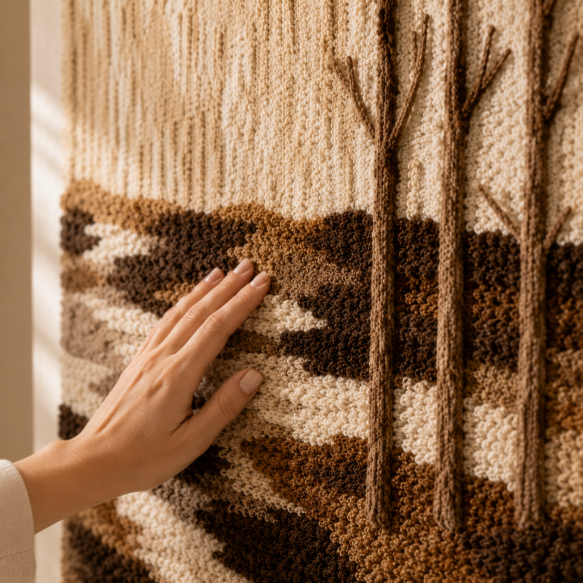 Hewn Earth Bare Grove HE-0124 wall art featuring earthy-toned abstract design on canvas.