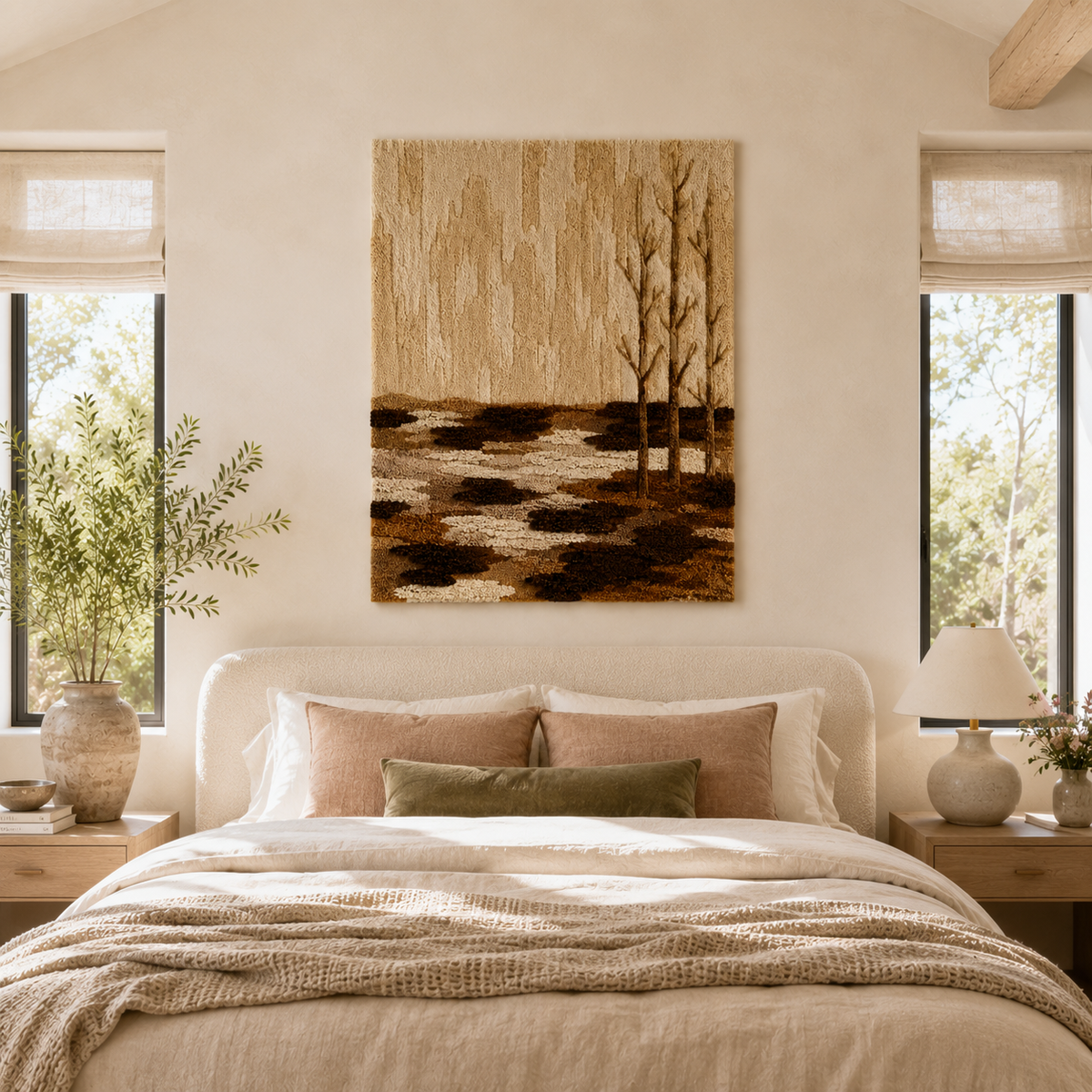 Hewn Earth Bare Grove HE-0124 wall art featuring natural landscape design in earthy tones, suitable for modern interior decor