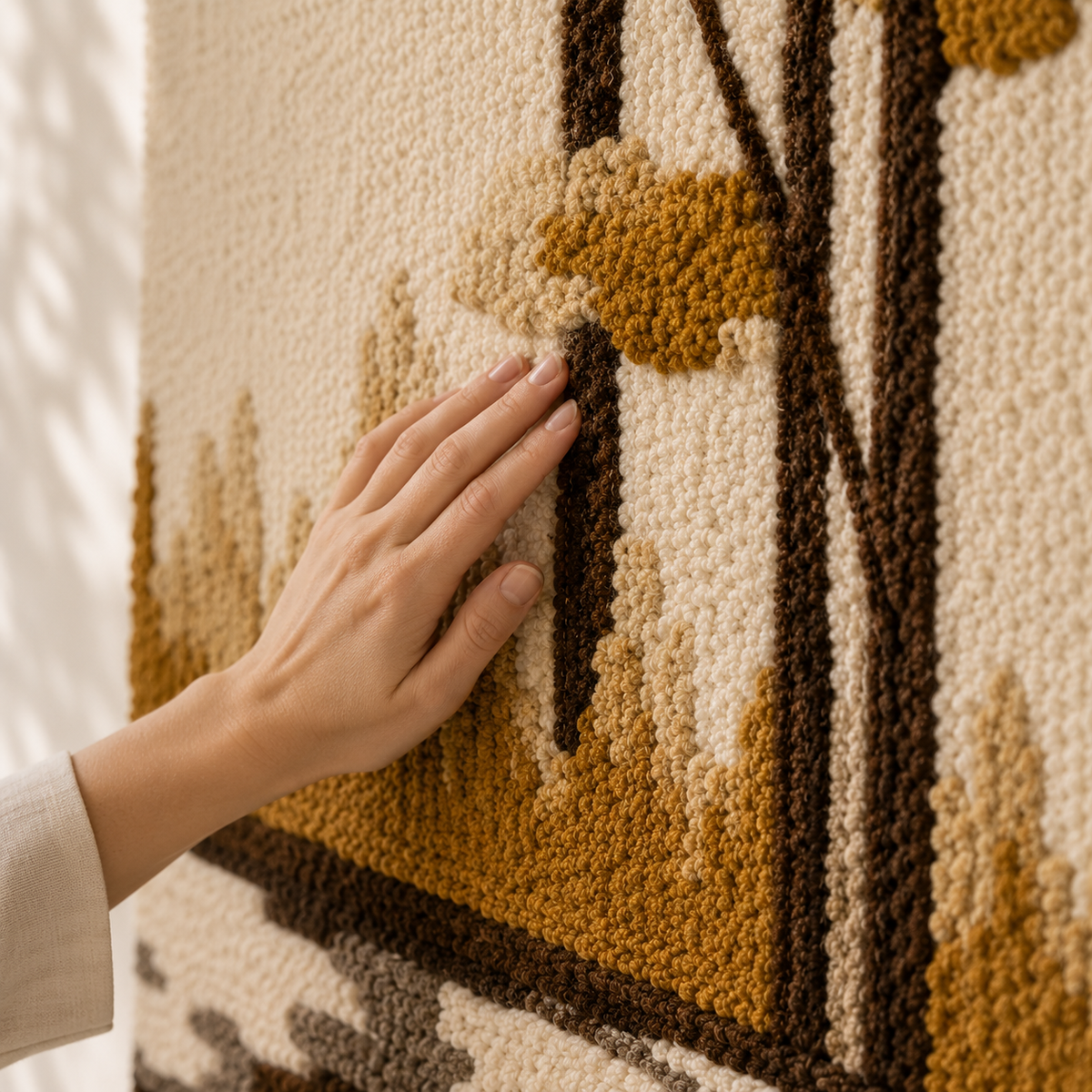 Hewn Earth Pine Reflection wall art featuring a detailed pine tree illustration on textured background for home decor
