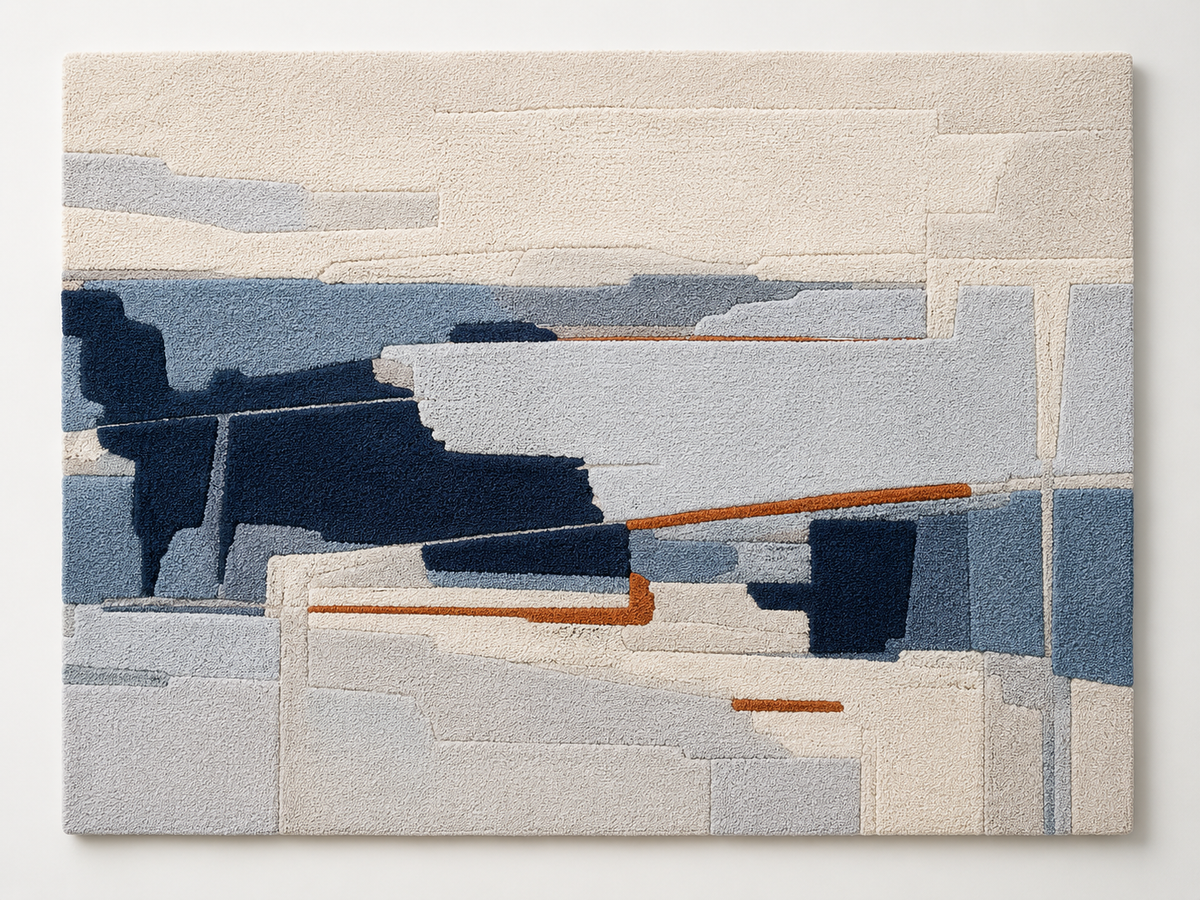 Blue Tide Fragment wall art by Hewn Earth featuring abstract blue and white ocean-inspired design on textured canvas.