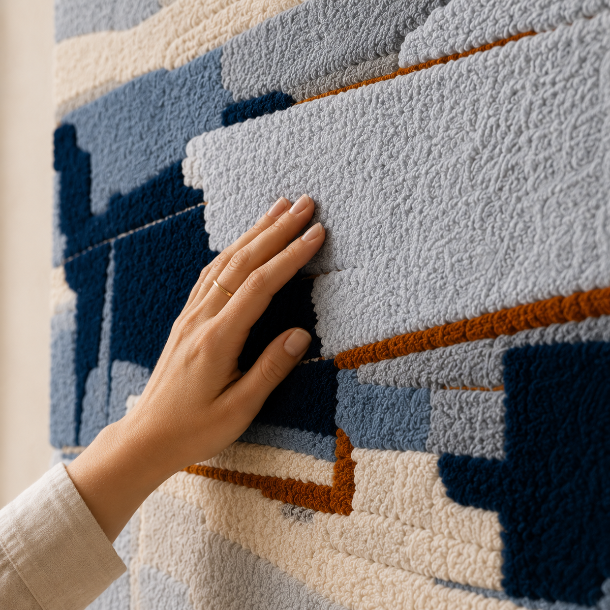 Blue Tide Fragment wall art by Hewn Earth featuring abstract blue and white textured design for modern interior decor.