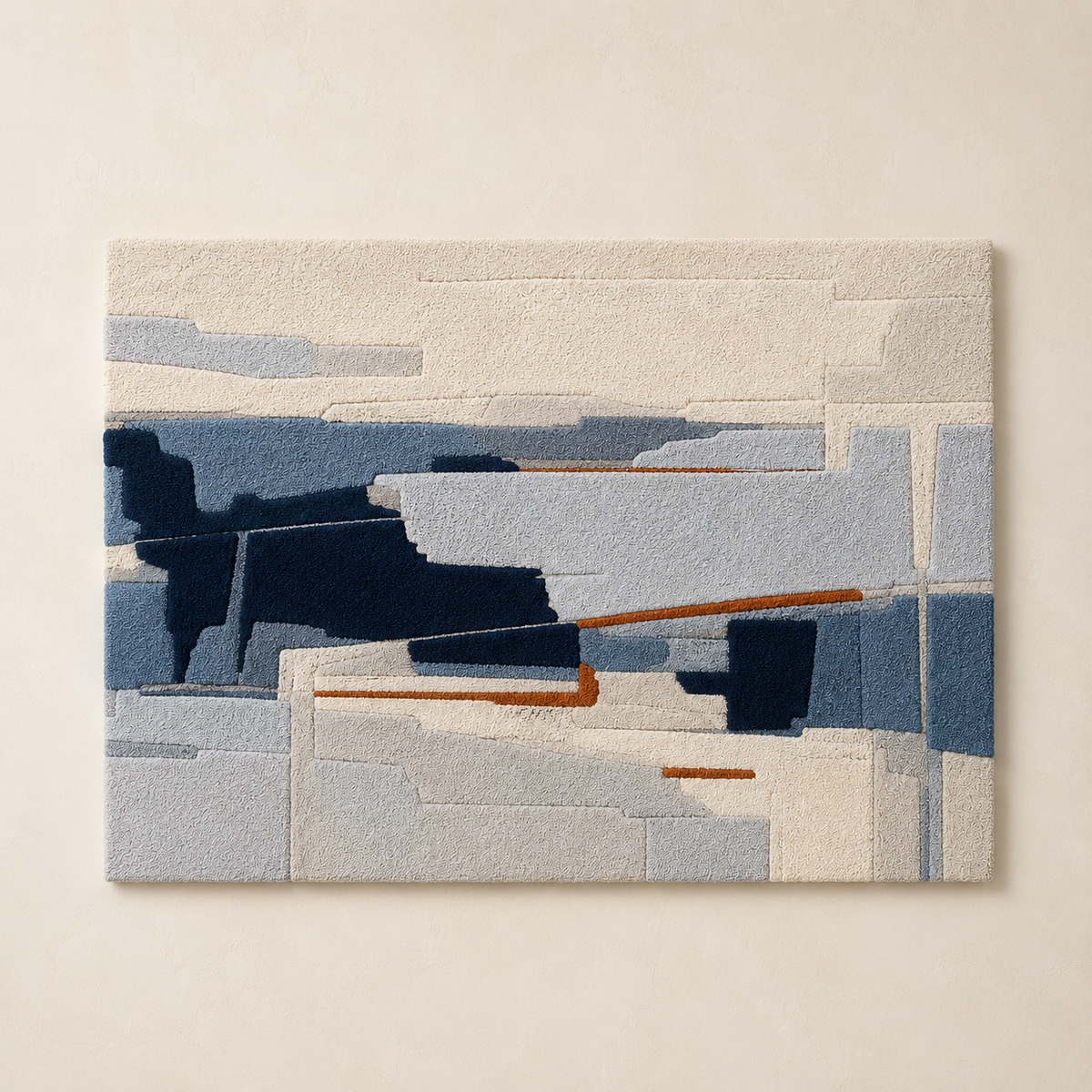 Blue Tide Fragment wall art by Hewn Earth featuring textured abstract design in shades of blue and gray.