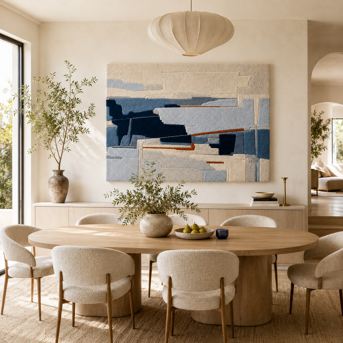 Blue Tide Fragment wall art by Hewn Earth featuring abstract blue and white textured design on canvas.