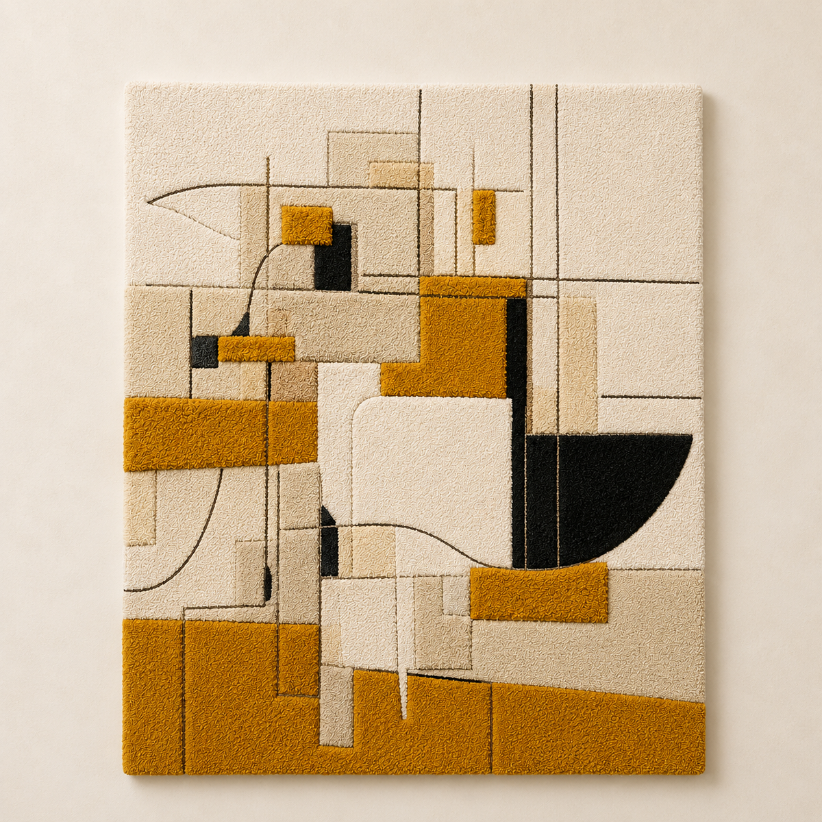 Hewn Earth Mustard Composition HE-0127 wall art featuring abstract mustard yellow and brown tones on canvas.