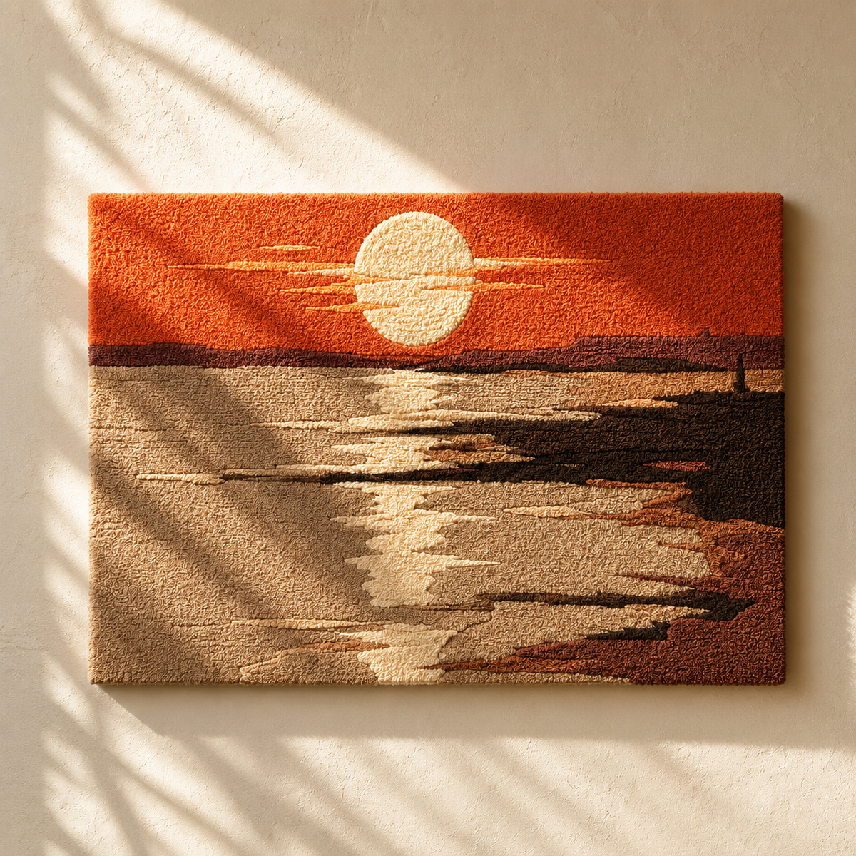Hewn Earth Coral Horizon HE-0129 wall art featuring vibrant coral tones and abstract design on a canvas.