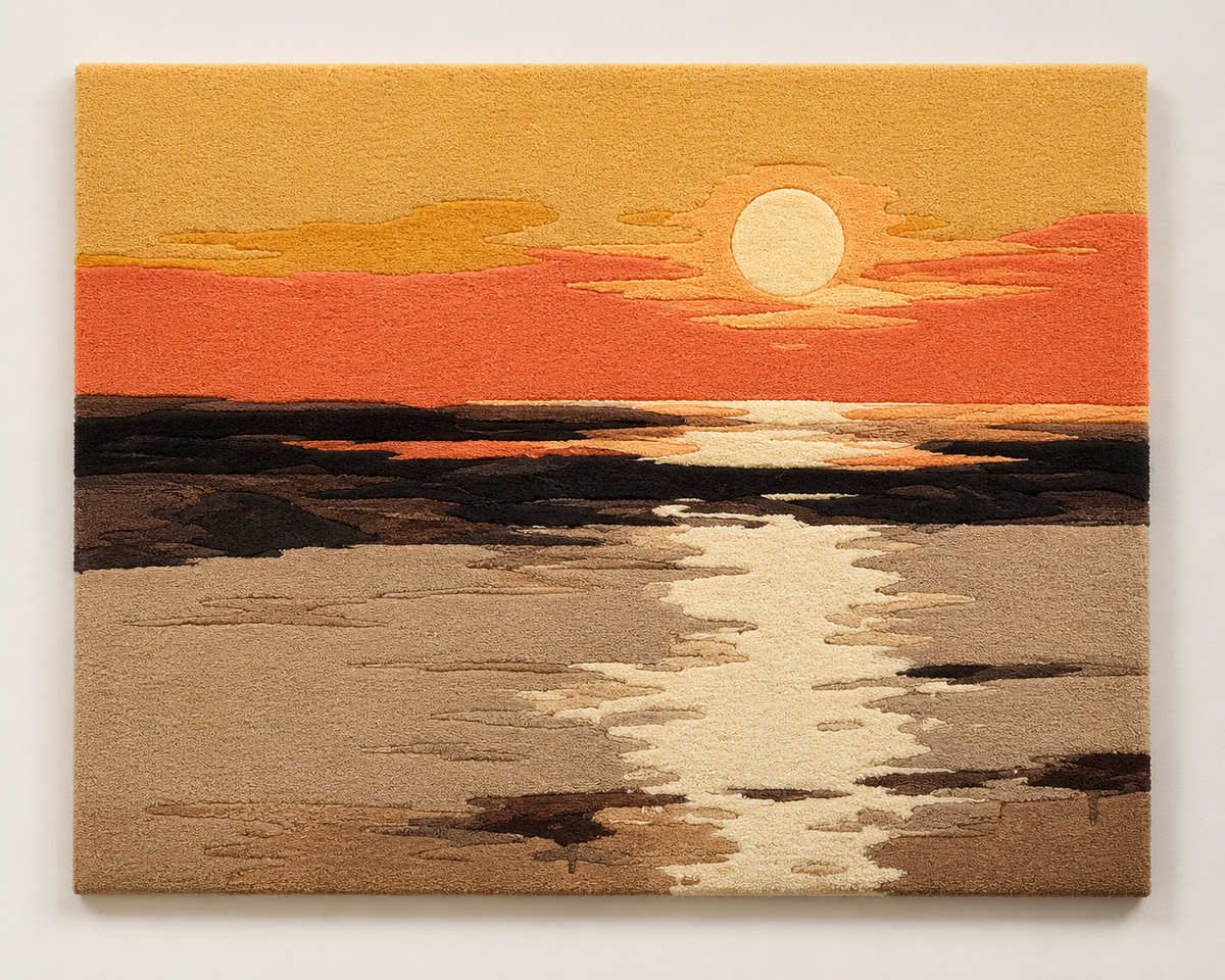 Hewn Earth Amber Horizon wall art featuring warm amber and earthy tones, abstract design on a square canvas.