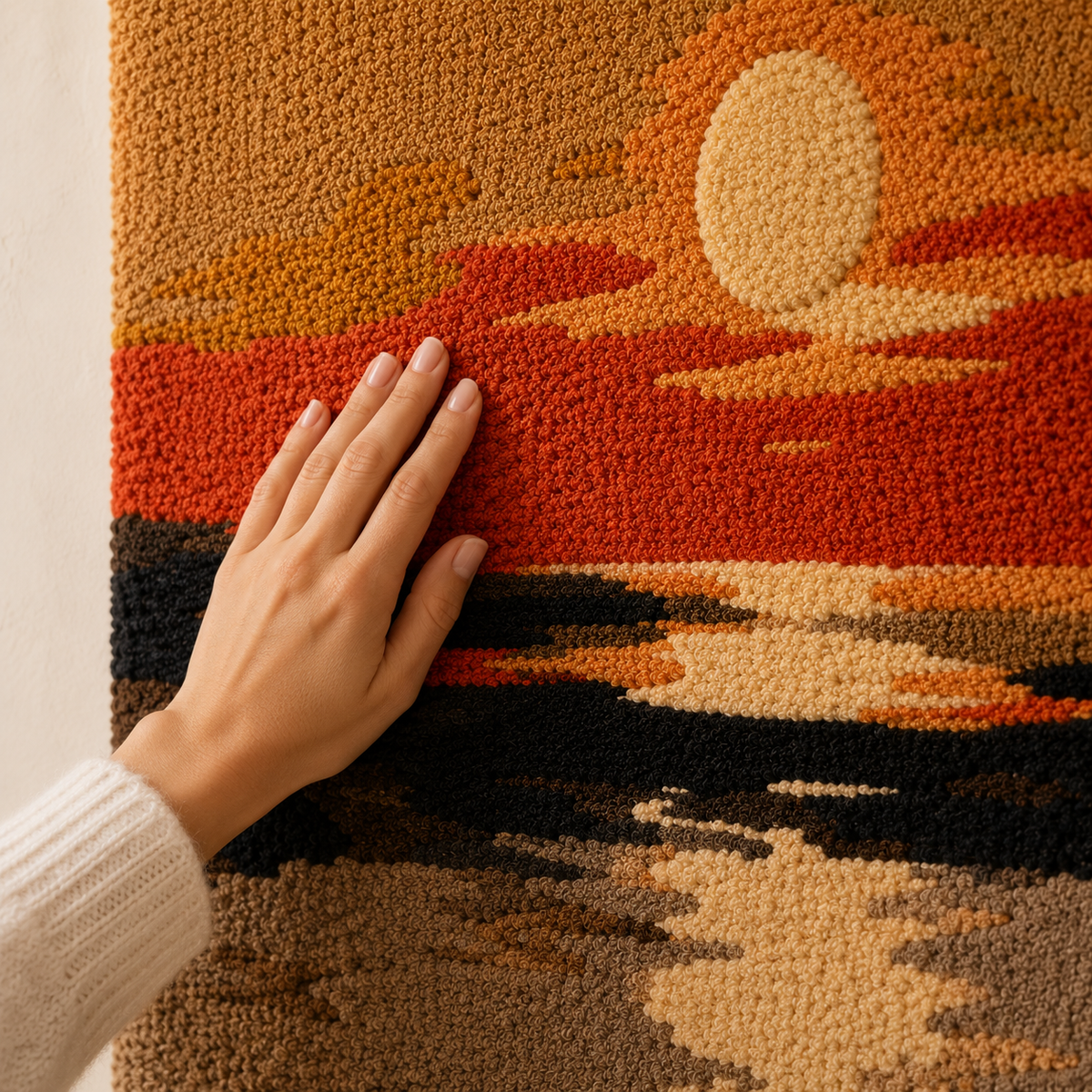 Hewn Earth Amber Horizon wall art featuring warm amber and earthy tones, modern abstract design for decorative wall display