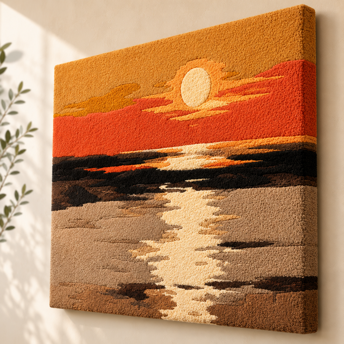 Hewn Earth Amber Horizon wall art featuring warm amber tones and abstract design for modern home décor.
