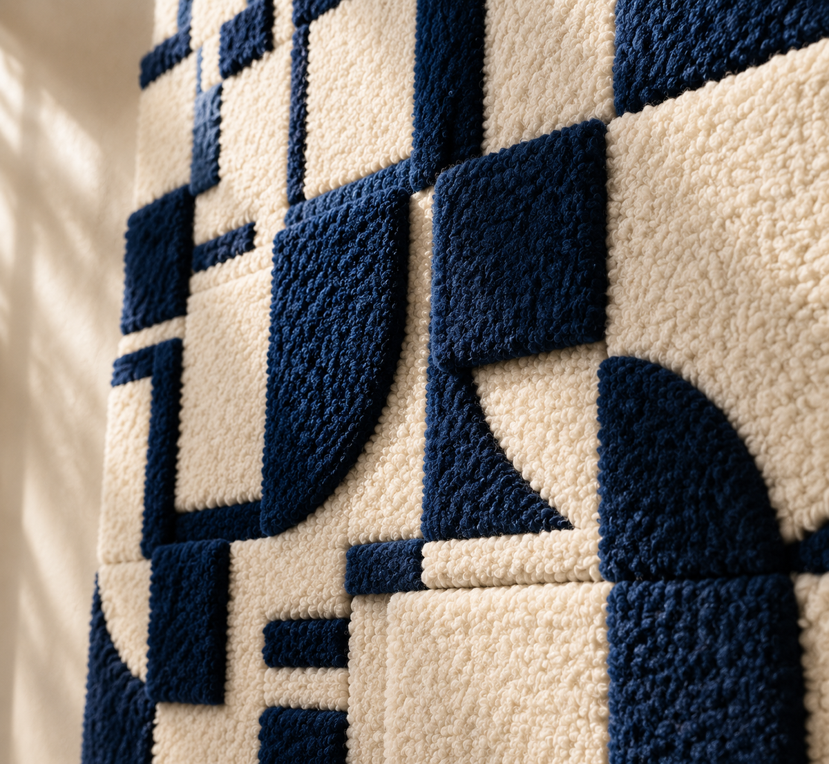 Navy cipher wall art by Hewn Earth featuring geometric design, suitable for modern home decor.