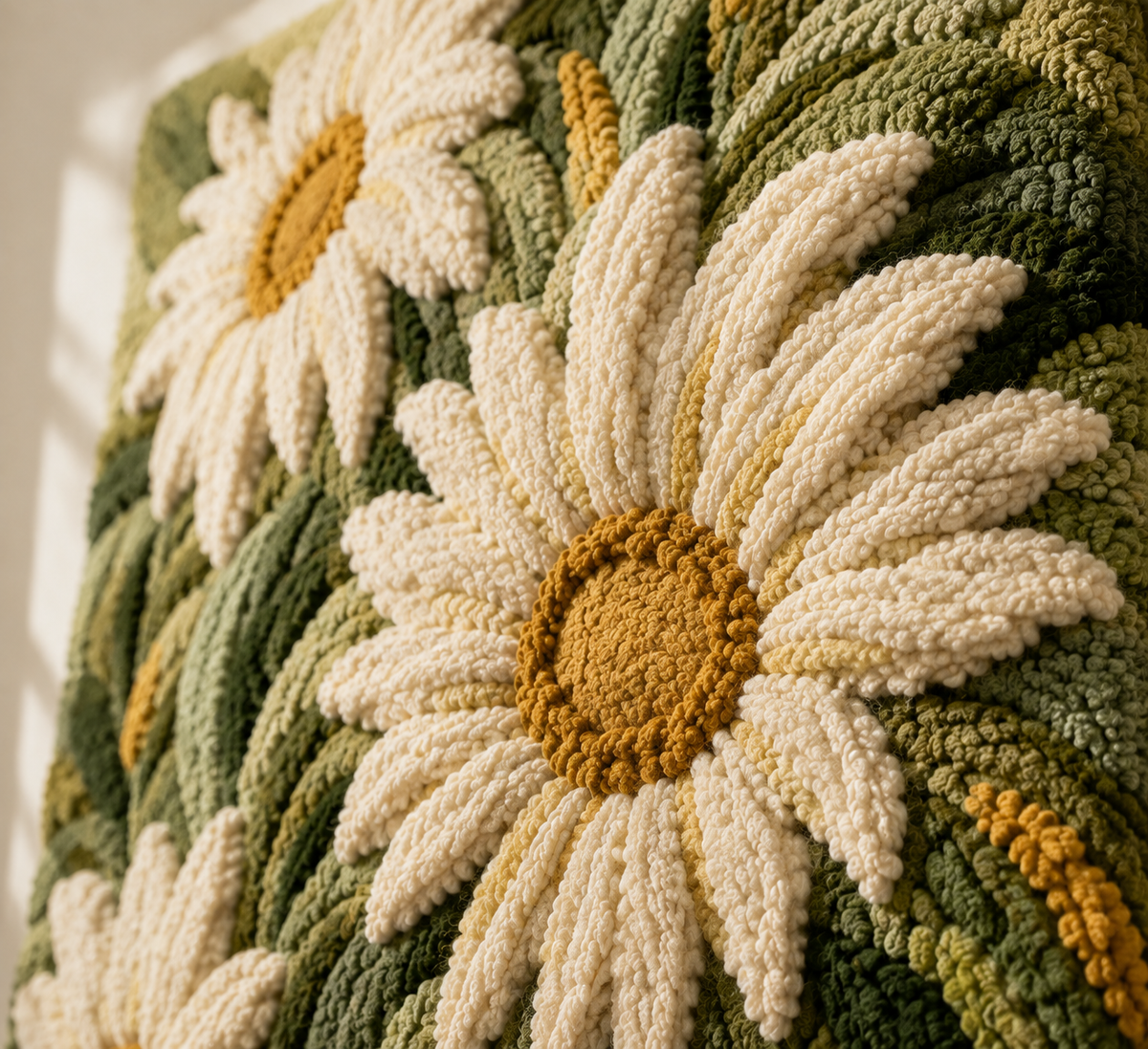 Hewn Earth Meadow Daisies wall art featuring a vibrant floral design on a white background, ideal for home decor.