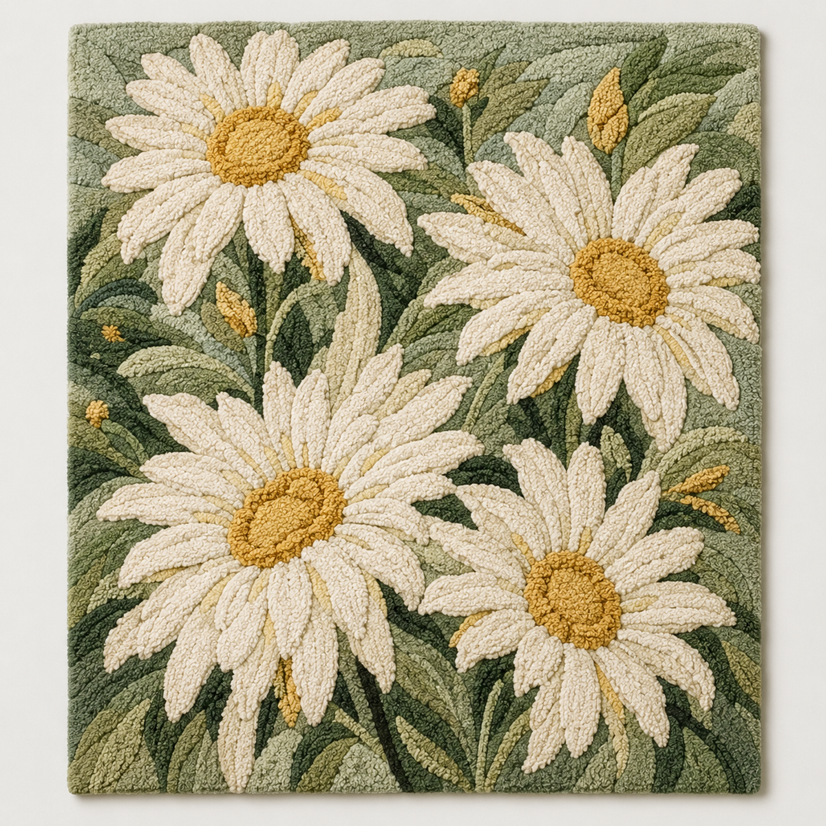 Hewn Earth Meadow Daisies wall art featuring a vibrant floral design on a neutral background.