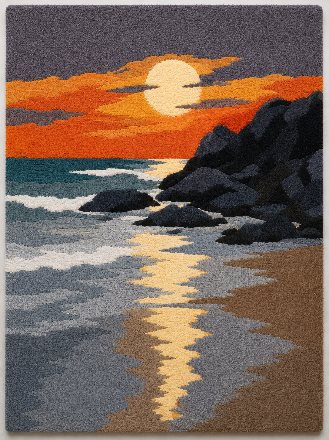 Hewn Earth Ember Coast wall art, abstract design in warm earthy tones, suitable for modern interior decor.